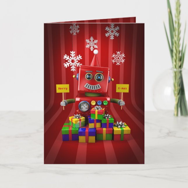 Cartes Pour Fêtes Annuelles Robot de Joyeux Noël (Devant)