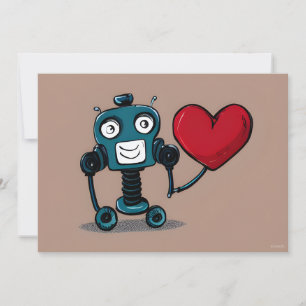 Cartes Pour Fêtes Annuelles Robot mignon Valentine Heart Balloon