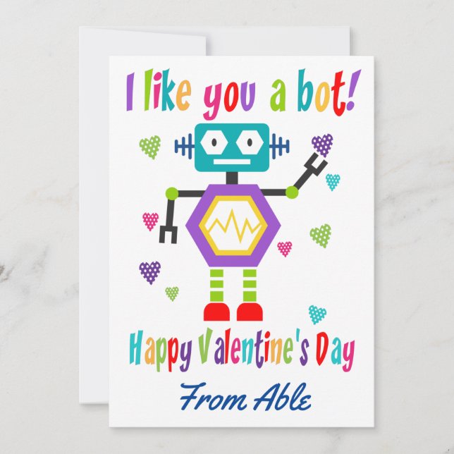 Cartes Pour Fêtes Annuelles Robot mignon Valentine's Day (Devant)