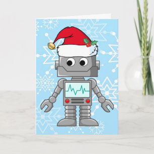 Cartes Pour Fêtes Annuelles Robot utilisant le casquette de Père Noël