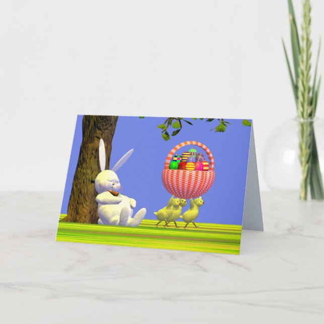 Cartes Pour Fêtes Annuelles Robots de lapin de Pâques (Devant)