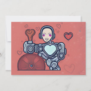 Cartes Pour Fêtes Annuelles Robot's Love Chicken Droid Valentine Card