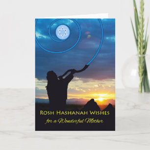 Cartes Pour Fêtes Annuelles Roch Hachana pour mère sonnant du Shofar