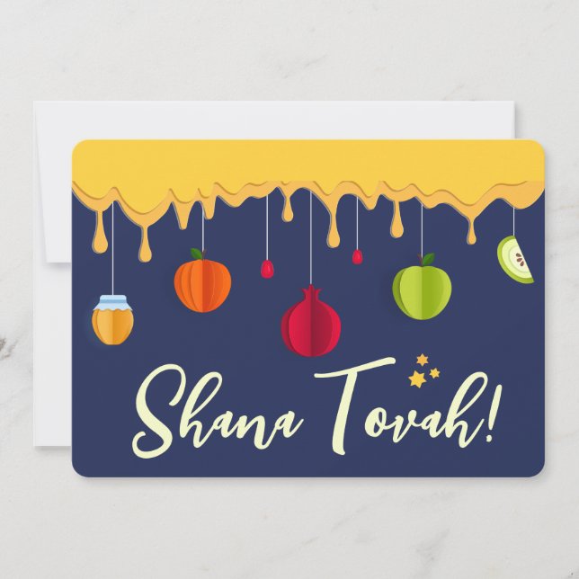 Cartes Pour Fêtes Annuelles Roch Hachana SHANA TOVAH Script Nouvel An juif (Devant)