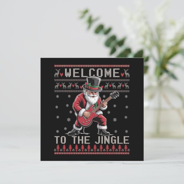 Cartes Pour Fêtes Annuelles Rock n Roll Noël Rocker Santa Pull de Noël démodé  (Debout devant)