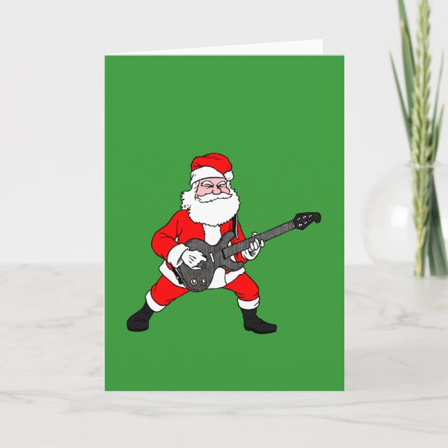 Cartes Pour Fêtes Annuelles Rock N Roll Santa Claus (Devant)