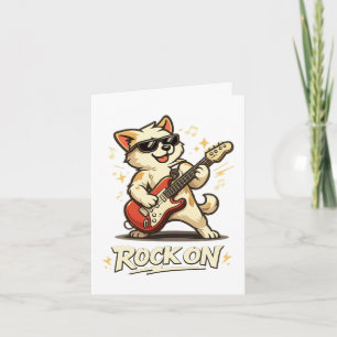 Cartes Pour Fêtes Annuelles Rock On Guitare Chien Drôle Musique Rock