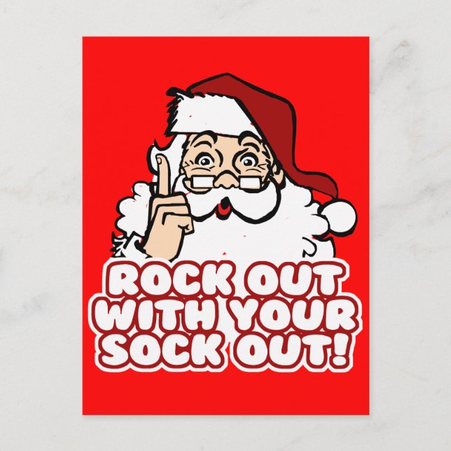 Cartes Pour Fêtes Annuelles Rock Out Avec Votre Sock Out Père Noël (Devant)