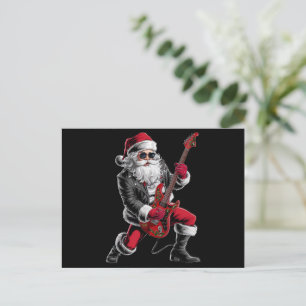 Cartes Pour Fêtes Annuelles Rock & Roll Noël Santa Claus Guitare Player