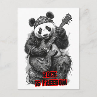 Cartes Pour Fêtes Annuelles Rocker Panda dit : Le rock est la liberté sur un
