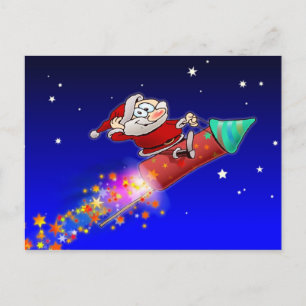Cartes Pour Fêtes Annuelles Rocket Père Noël 02