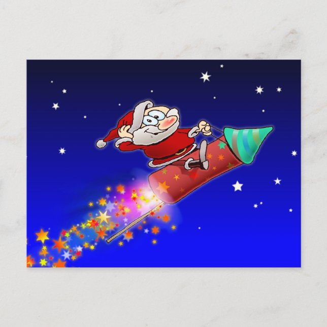 Cartes Pour Fêtes Annuelles Rocket Père Noël 02 (Devant)