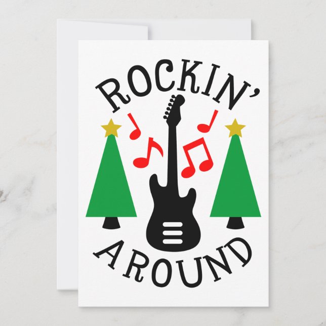 Cartes Pour Fêtes Annuelles Rockin' autour de l'arbre de Noël (Devant)