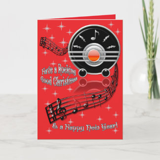 Cartes Pour Fêtes Annuelles Rocking Christmas - Art Déco Radio (Personnalisé)