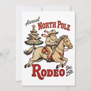 Cartes Pour Fêtes Annuelles Rodeo annuel du pôle Nord 25 déc. Cowboy Santa Oue