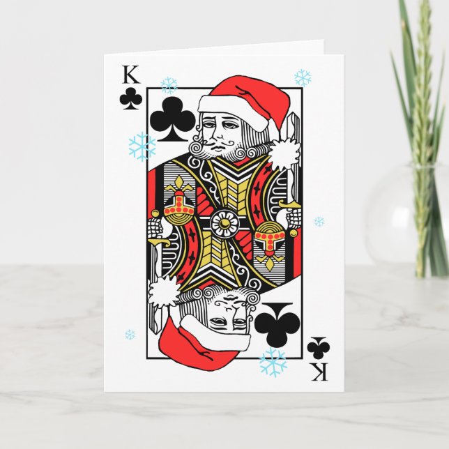 Cartes Pour Fêtes Annuelles Roi de trèfle de Joyeux Noël (Devant)