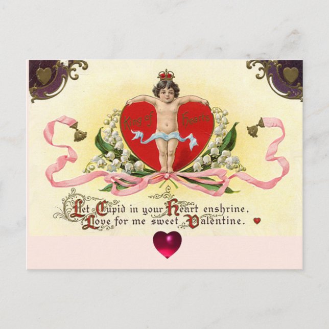 Cartes Pour Fêtes Annuelles ROI DES COEURS CUPIDE, SCEAU DE CIRE ROUGE Saint V (Devant)