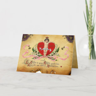 Cartes Pour Fêtes Annuelles ROI DES COEURS CUPIDE, SCEAU DE CIRE ROUGE Saint V