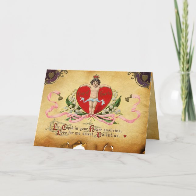 Cartes Pour Fêtes Annuelles ROI DES COEURS CUPIDE, SCEAU DE CIRE ROUGE Saint V (Devant)