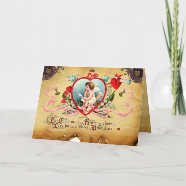 Cartes Pour Fêtes Annuelles ROI DES COEURS CUPIDE, SCEAU DE CIRE ROUGE Saint V (Devant)