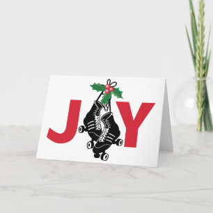Cartes Pour Fêtes Annuelles Roller Derby Girl, patinage de Noël avec Holly