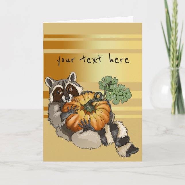 Cartes Pour Fêtes Annuelles Rolling Raccoon Citrouille Bandit (Devant)