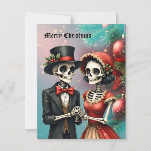 Cartes Pour Fêtes Annuelles Romance d'os de Noël, un couple de squelettes fest