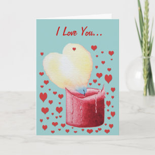 Cartes Pour Fêtes Annuelles romantic heart shaped burning flame red candle art