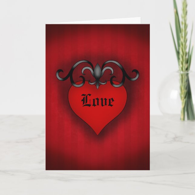 Cartes Pour Fêtes Annuelles Romantic red love heart gothic medieval style (Devant)