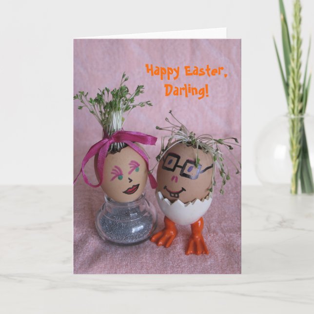 Cartes Pour Fêtes Annuelles Romantique Eggmen de Pâques Couple Oeufs avec Seri (Devant)