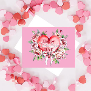 Cartes Pour Fêtes Annuelles Romantique Élégant Roses et coeur Saint Valentin