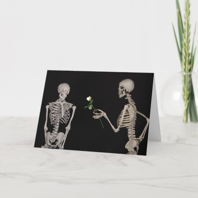Cartes Pour Fêtes Annuelles Romantique Gothique Squelette Couple Valentines Jo (Devant)