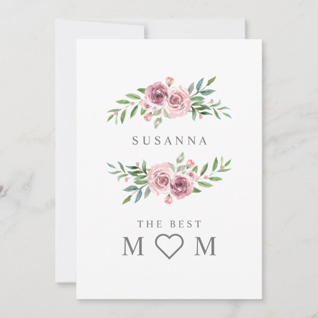 Cartes Pour Fêtes Annuelles Romantique Meilleure maman Floral Wreath Monogramm (Devant)
