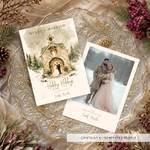 Cartes Pour Fêtes Annuelles Romantique Noël Neigeux Jeunes Mariés TLW26