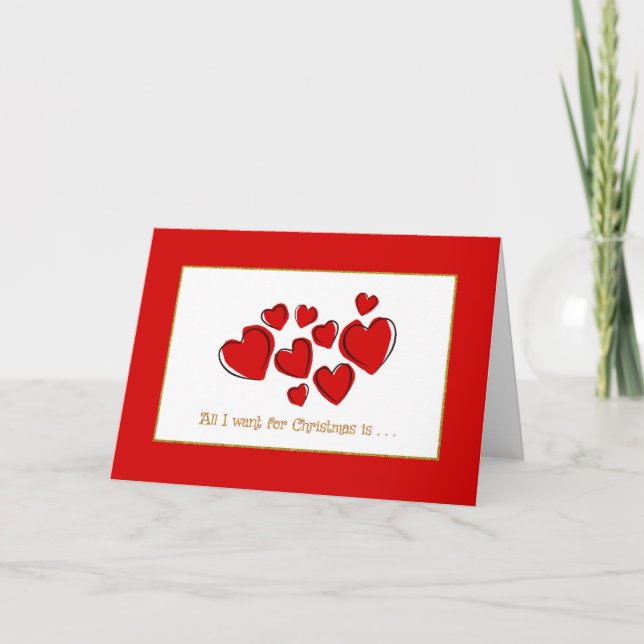 Cartes Pour Fêtes Annuelles Romantique Red Love Hearts Noël (Devant)