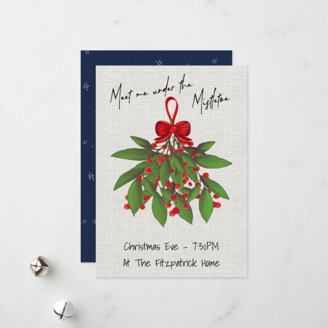 Cartes Pour Fêtes Annuelles Romantique Rencontrez-moi sous le Mistletoe Noël (Devant/Arrière en situation)