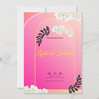 Cartes Pour Fêtes Annuelles -Romantique-Rose-Aquarelle-Florale-Couple-Mariage-