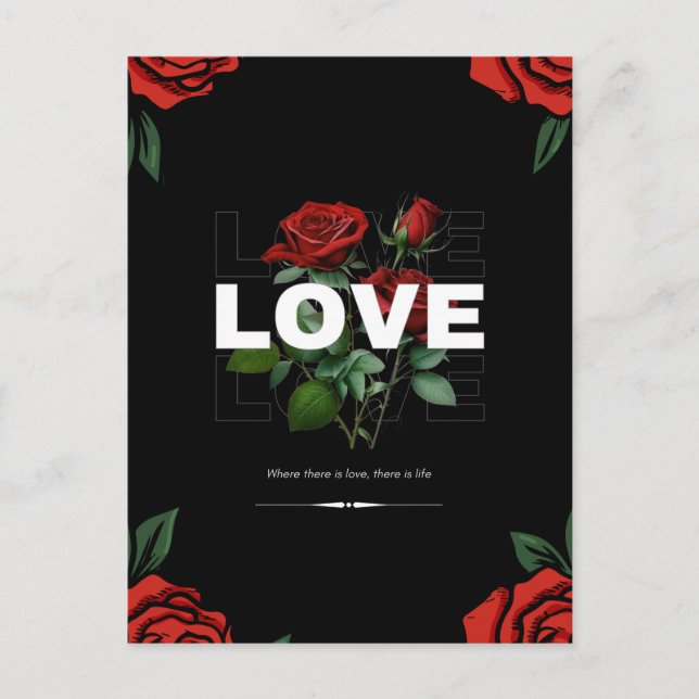 Cartes Pour Fêtes Annuelles Romantique Saint Valentin 2026 avec Amour & Rose (Devant)