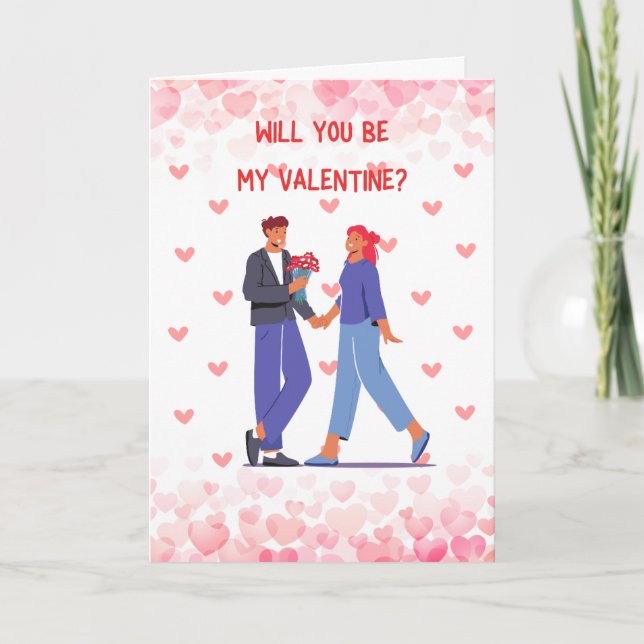 Cartes Pour Fêtes Annuelles Romantique "Serez-Vous Ma Saint-Valentin ?" (Devant)