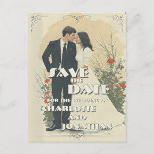 Cartes Pour Fêtes Annuelles Romantique Vintage Mariage Couple Art Holiday Post