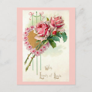 Cartes Pour Fêtes Annuelles Romantique Vintage Valentine Coeur et Roses