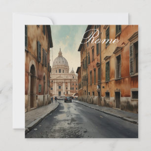 Cartes Pour Fêtes Annuelles Rome de style vintage aquarelle de voyage italien