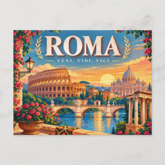 Cartes Pour Fêtes Annuelles Rome Vintage Italie Classique Romain et Coucher de