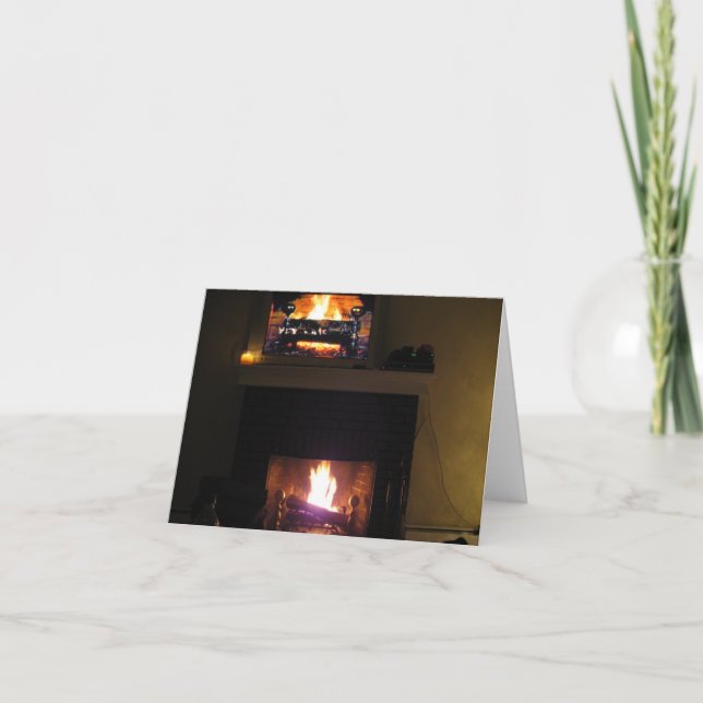 Cartes Pour Fêtes Annuelles Rondin de Noël (Devant)