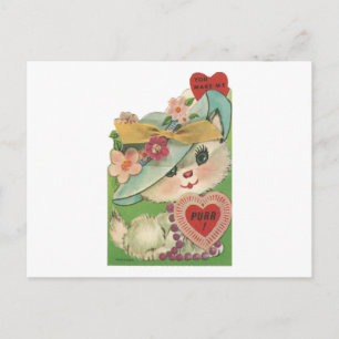 Cartes Pour Fêtes Annuelles Ronronnement vintage Valentine de chaton