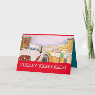 Cartes Pour Fêtes Annuelles ROOF TOP PARIS CAT CHRISTMAS by Slipperywindow