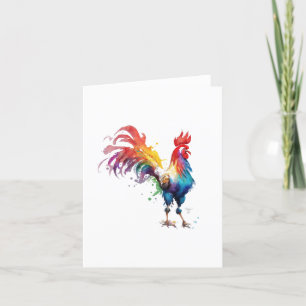 Cartes Pour Fêtes Annuelles Rooster B Portrait d'oiseaux en Aquarelles & Stylo