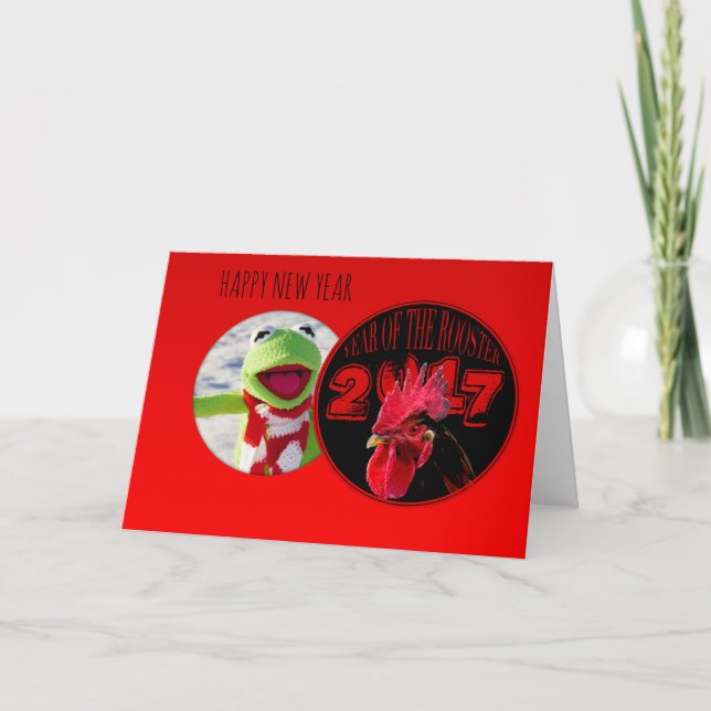 Cartes Pour Fêtes Annuelles Rooster Rustique Année 2017 Ajouter votre image Sa (Devant)