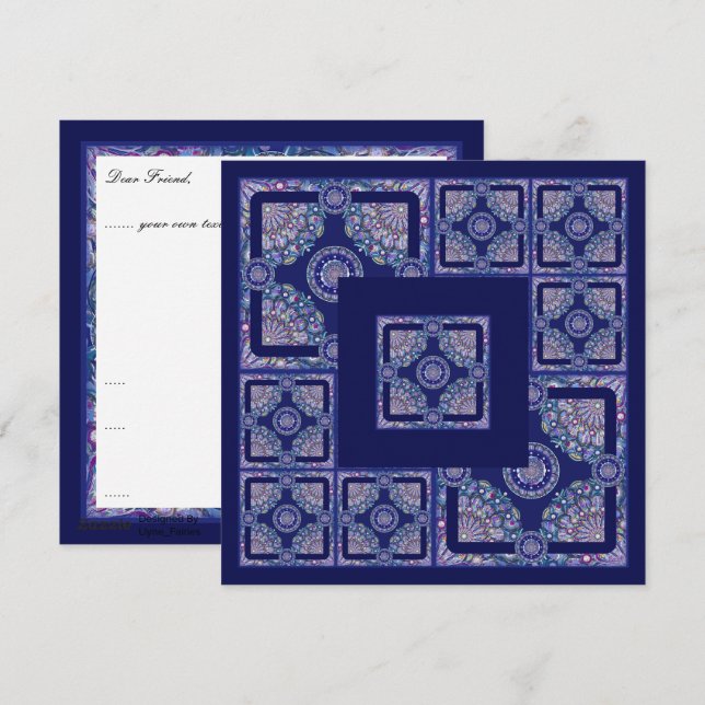 Cartes Pour Fêtes Annuelles Rosace bleue (Devant / Derrière)