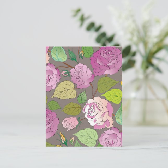 Cartes Pour Fêtes Annuelles Rose 20 (Debout devant)